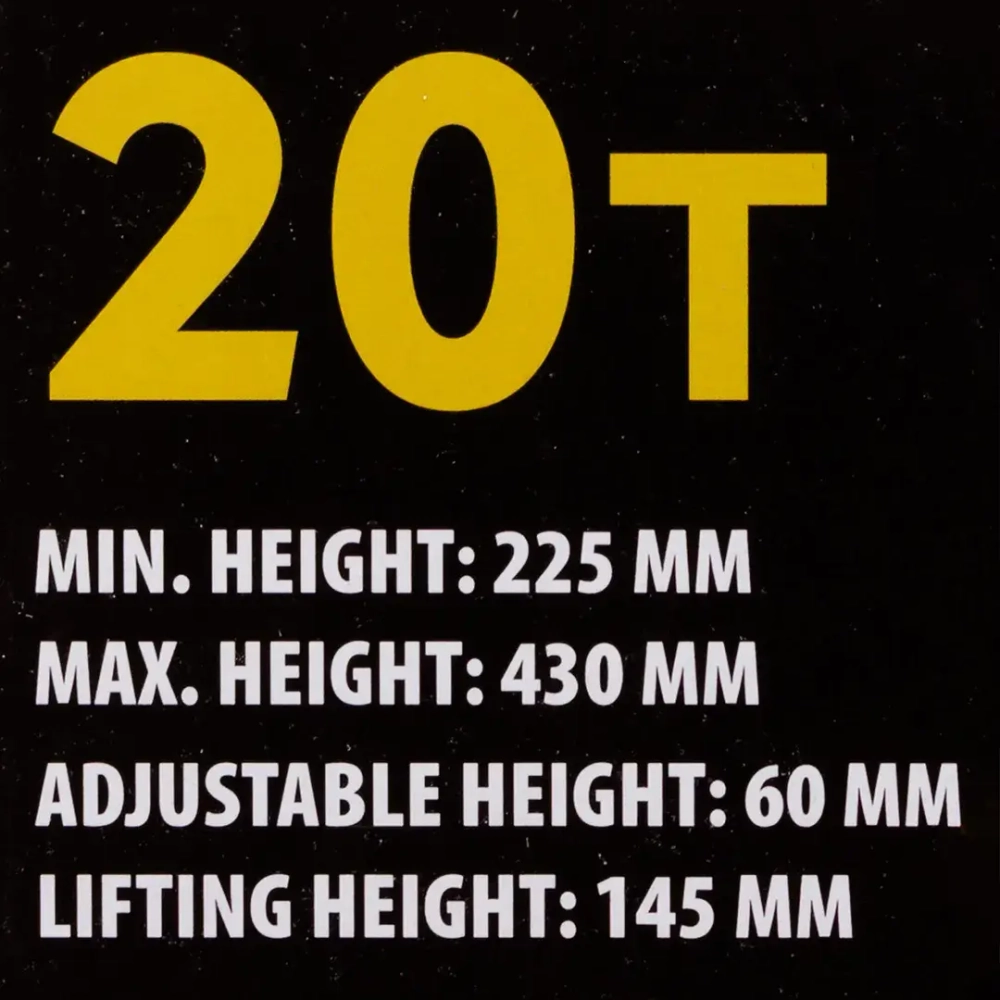 Домкрат бутылочный 20т с клапаном (h min-225мм, h max-430мм, ход штока-145мм, ход винта-60мм) KINGTUL KT-T92007