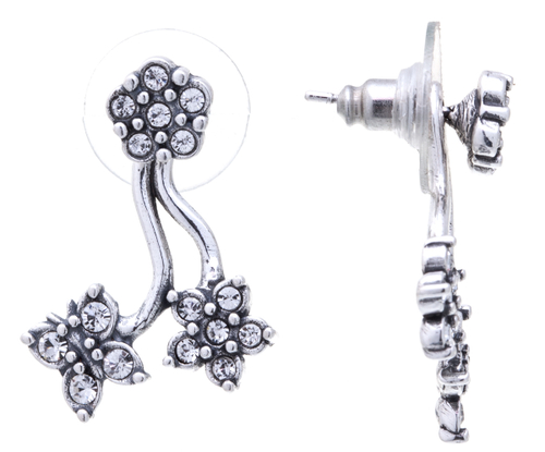 "Мачи" серьги в серебряном покрытии из коллекции "Двойная игра" от Jenavi  с замком пуссеты