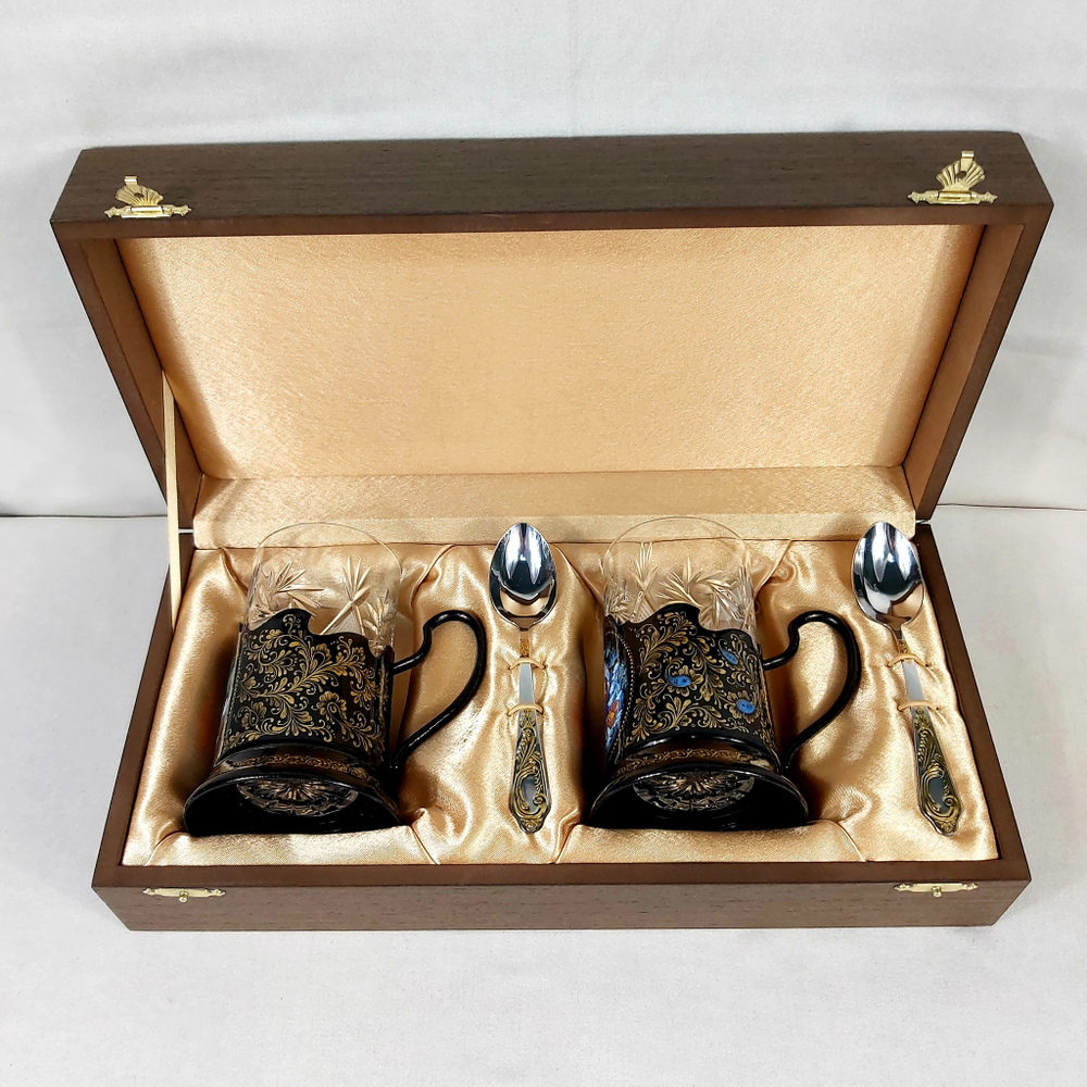 Чайный набор подстаканников (Ручная роспись Палех) №11