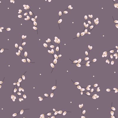 Верба на фиолетовом фоне.Пасхальный узор