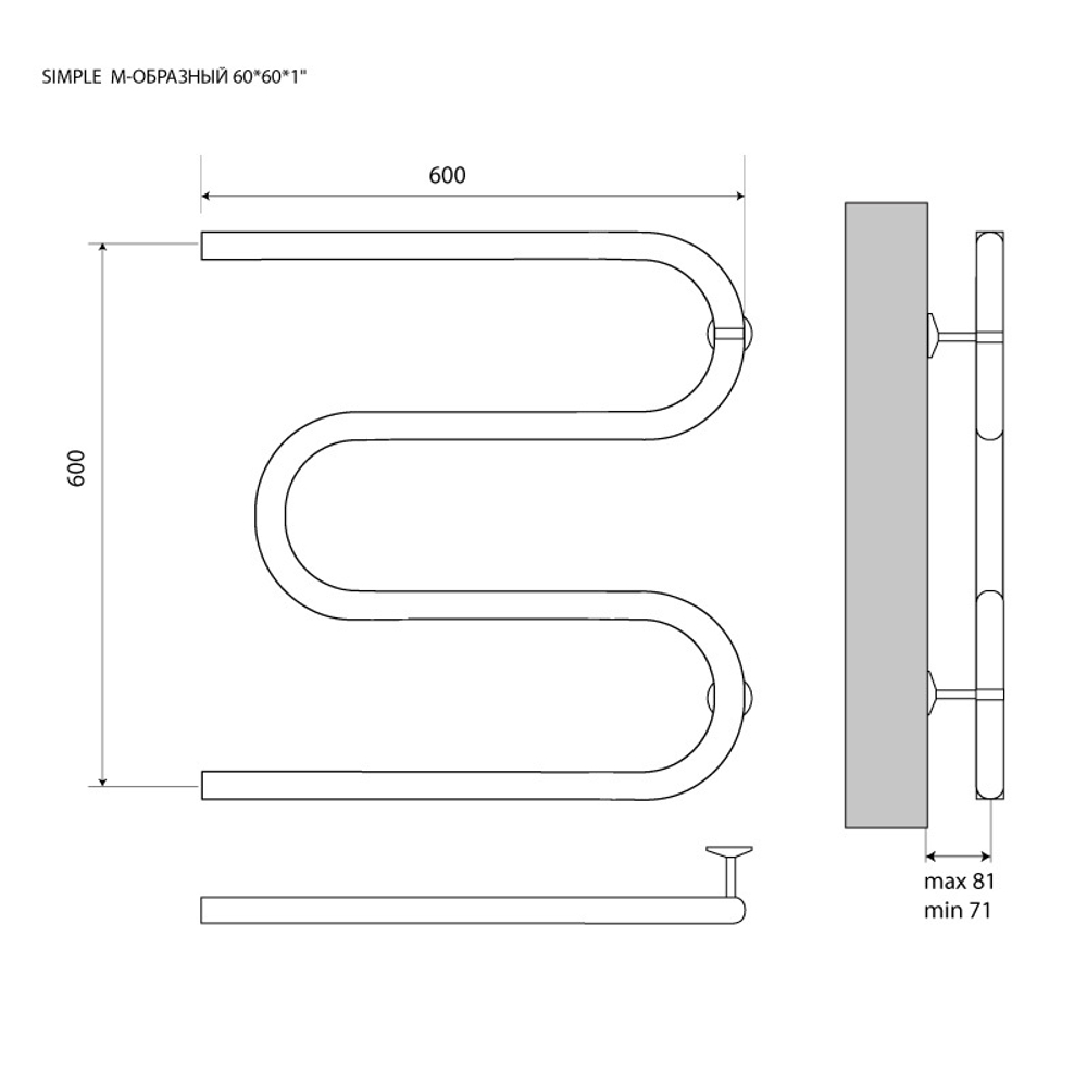 Полотенцесушитель MELODIA Simple 60/60 (MTRSP6060)