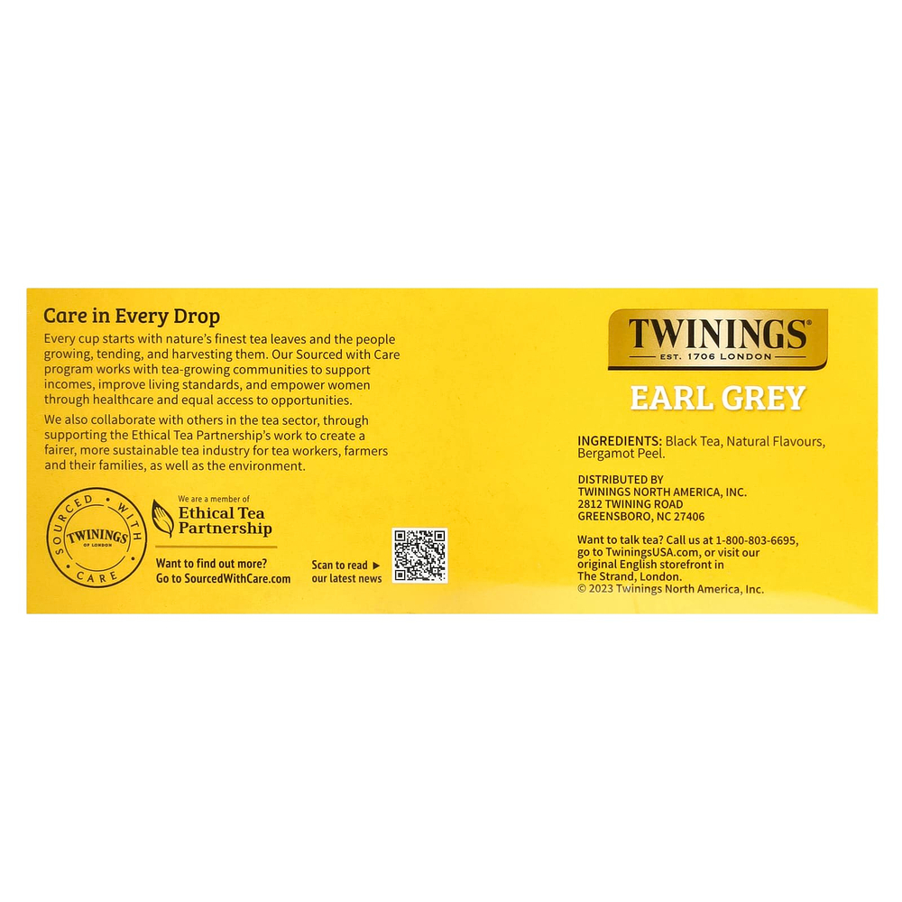 Twinings, Черный чай Earl Grey, 100 чайных пакетиков, 200 г (7,05 унции)