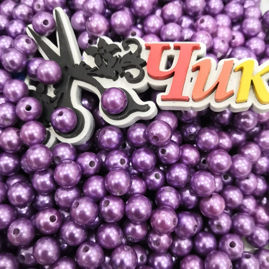 Бусины 10 мм ПЕРЛАМУТР (Сиреневый) - 15 грамм