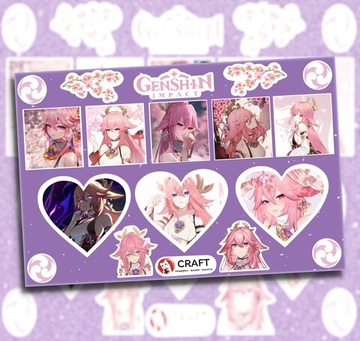 Стикерлист "Геншин Импакт - Сердечки" - Яэ Мико