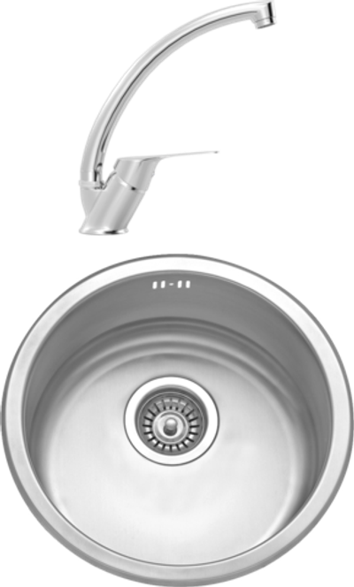 Комплект Мойка Seaman Eco Wien SWT-422 + Смеситель MEGA Mega MG-BMK016, хром