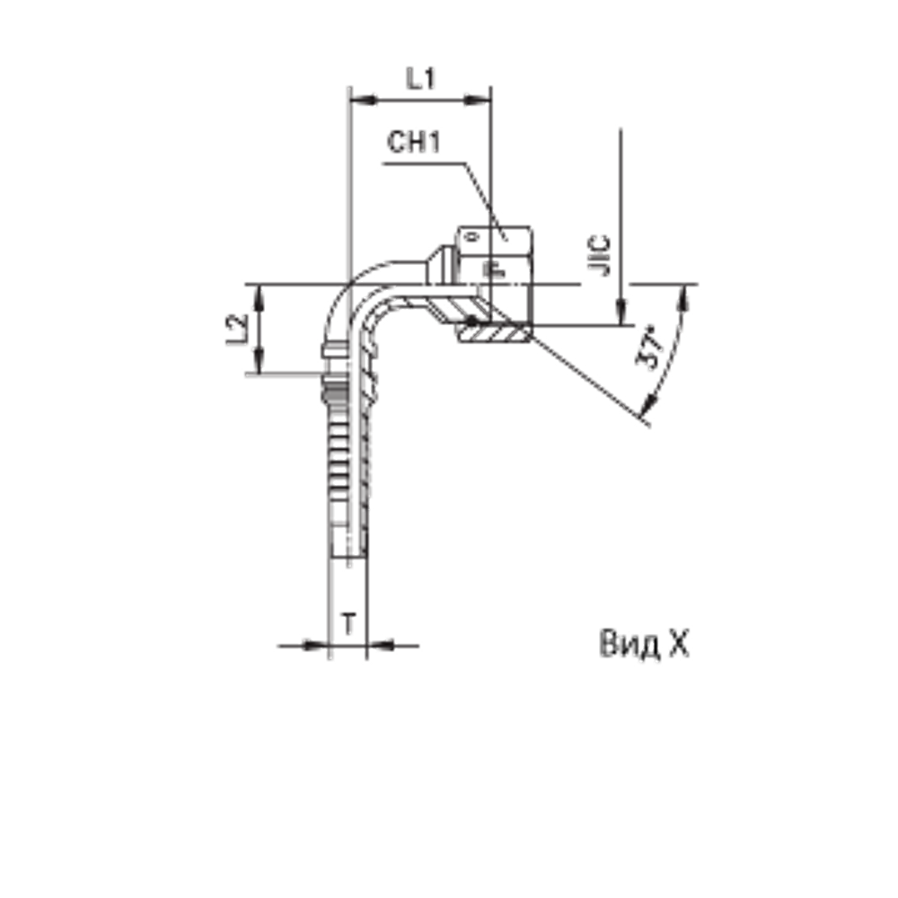 Фитинг DN 20 JIC (Г) 1.5/16 (90) Interlock