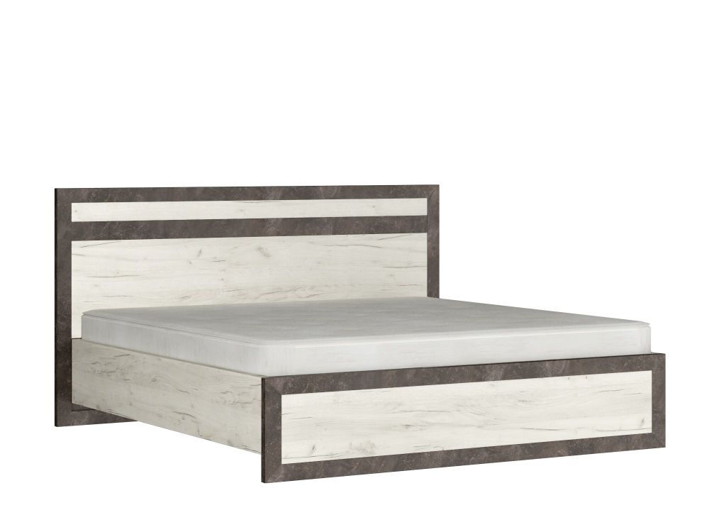 Коллекция Прага Кровать 1600 Дуб Белый Крафт/Ателье Темное (+ ортопед)