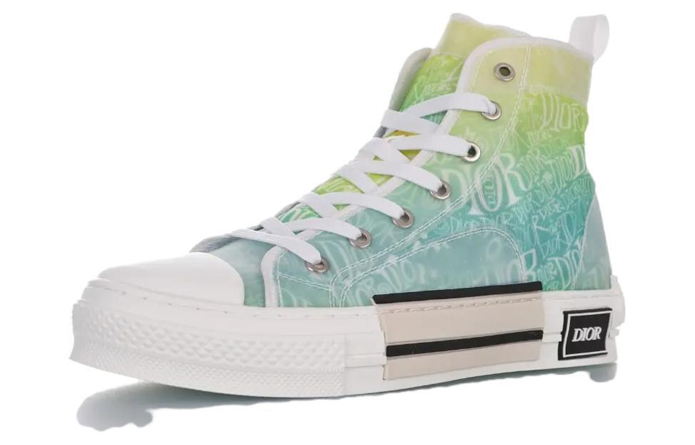 Кеды DIOR B23 High x Shawn Stussy Yellow Green, 3SH118YYL_H661