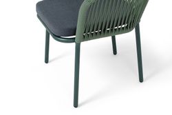 "Марсель" стул плетеный из роупа, каркас алюминий RAL6036 муар, роуп зеленый (4204) круглый tex, ткань темно-серая 027