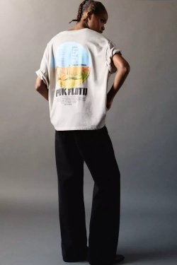 PULL&BEAR Футболка с принтом Pink Floyd, белый