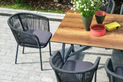 "Куба" обеденная группа на 10 персон, стол HPL "дуб", круглый роуп