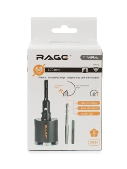 Коронка алмазная 68 мм по бетону для подрозетников RAGE by VIRA