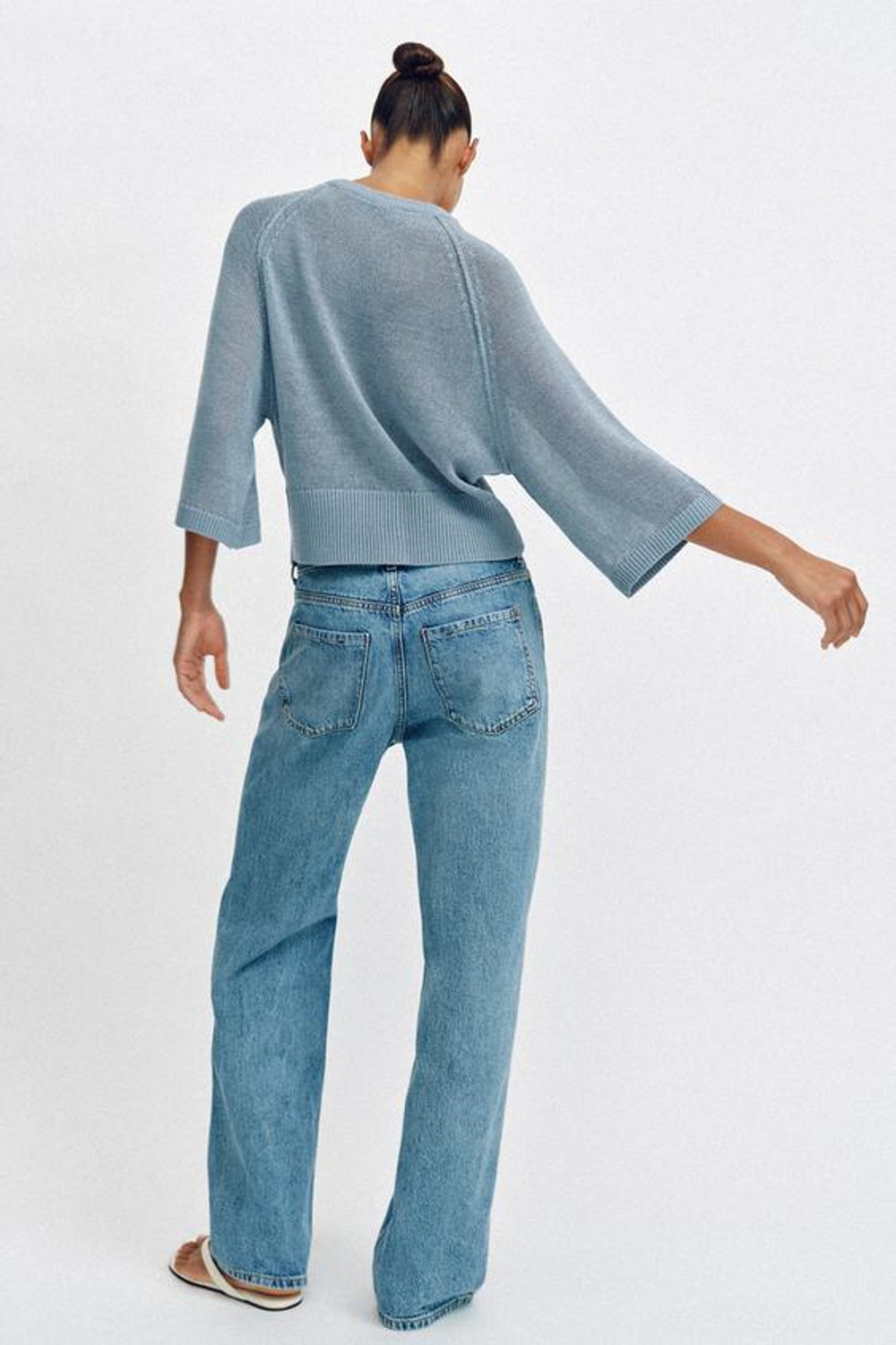 ZARA КАРДИГАН ИЗ ТРИКОТАЖА, СЕРО-СИНИЙ