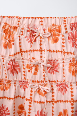 ZARA ЮБКА С ПРИНТОМ И ВСТАВКАМИ, РОЗОВЫЙ