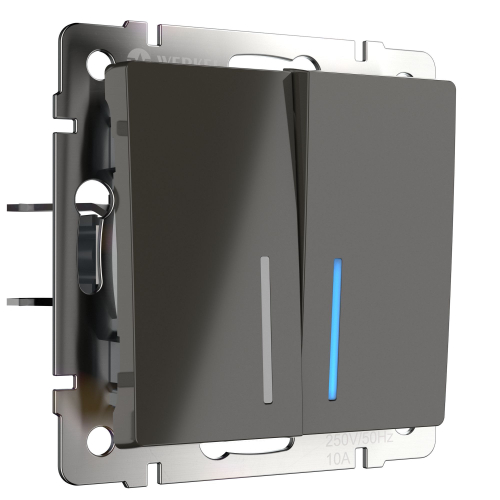 Выключатель двухклавишный с подсветкой (серо-коричневый) W1120107