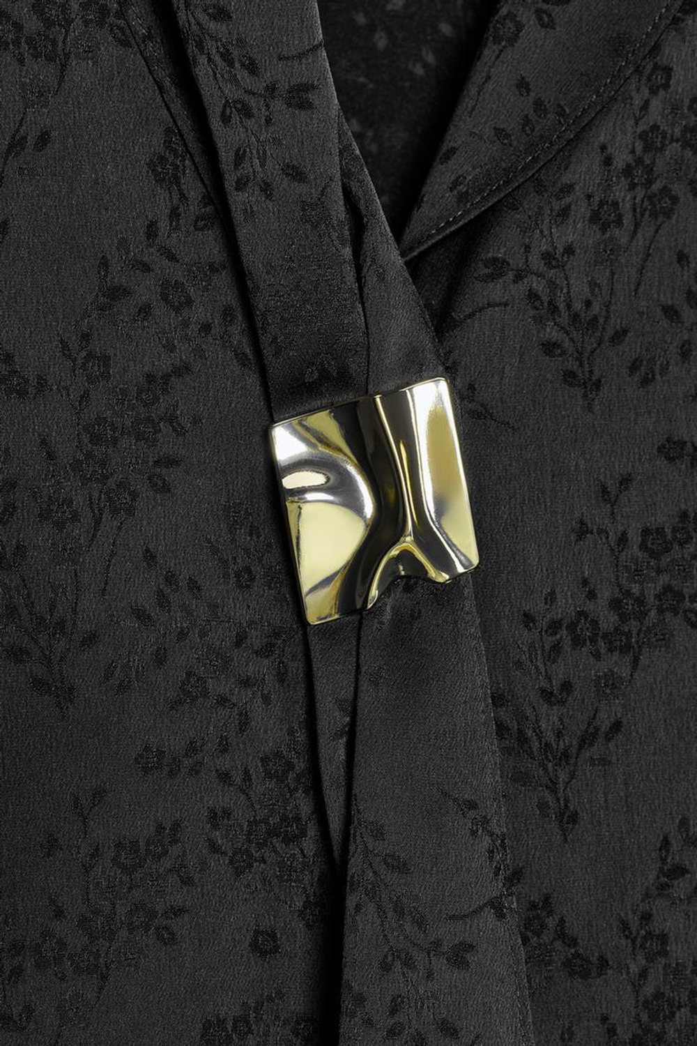 ZARA РУБАШКА С БРОШЬЮ, ЧЕРНЫЙ