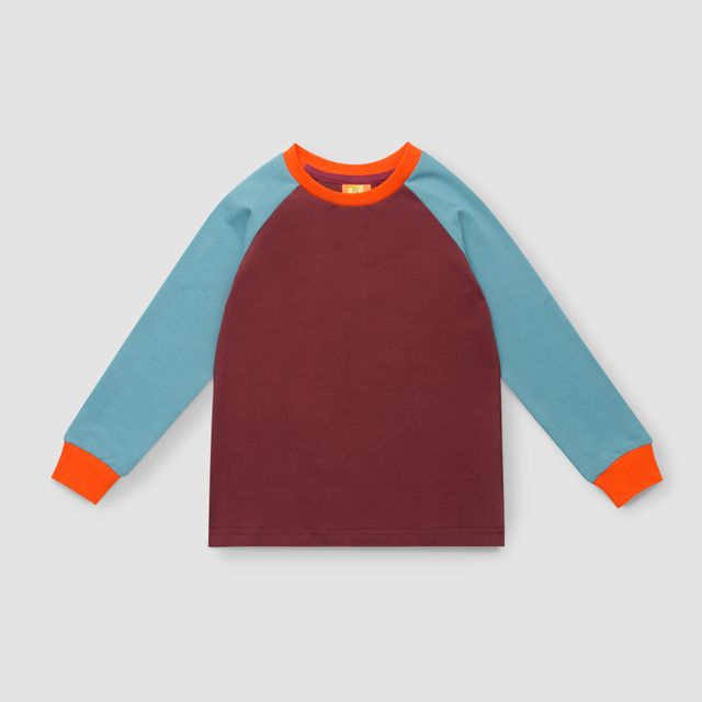 Лонгслив бордо/ голубой