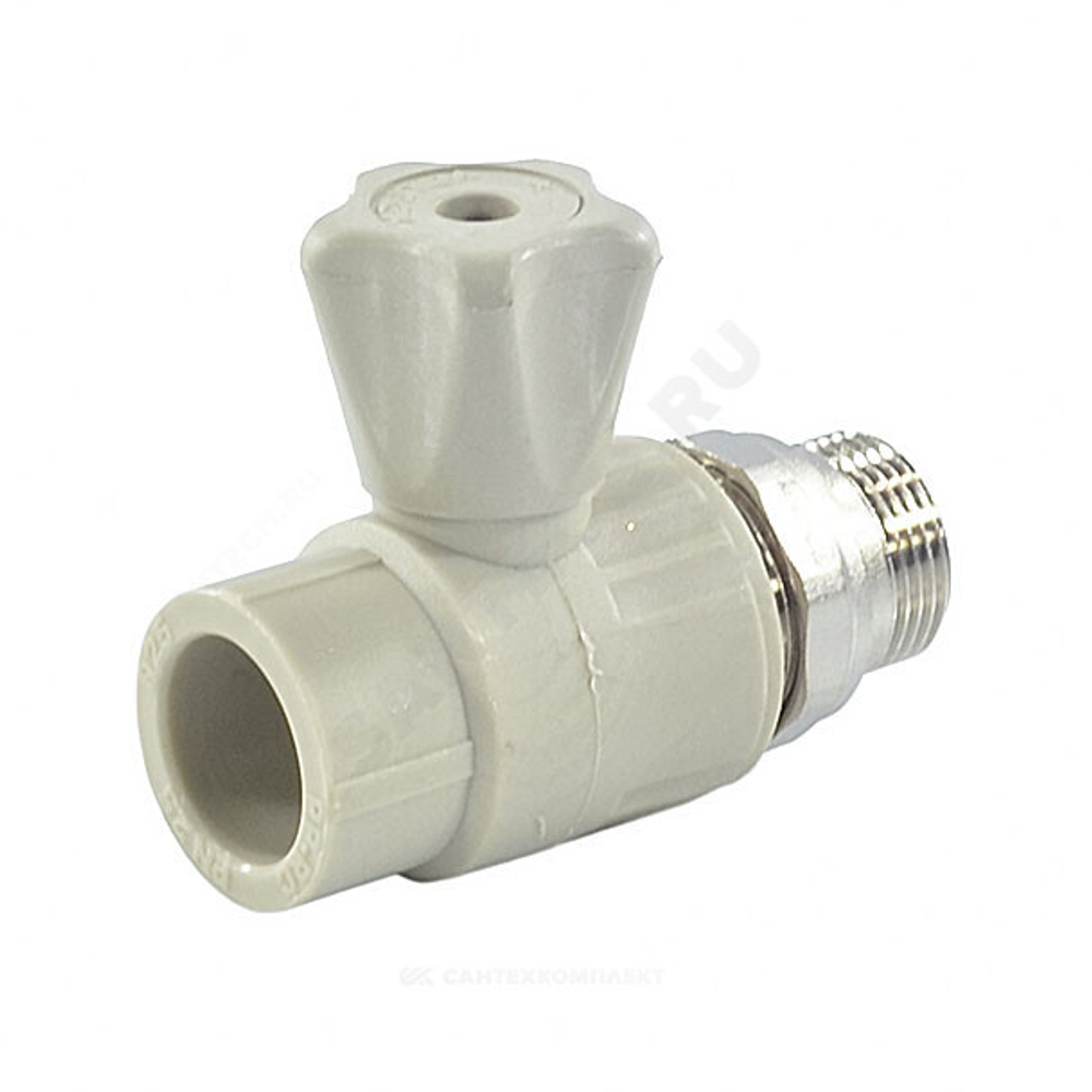 Кран шаровой PP-R серый Дн 25х3/4" НР прямой для радиатора VALFEX 10149025Г