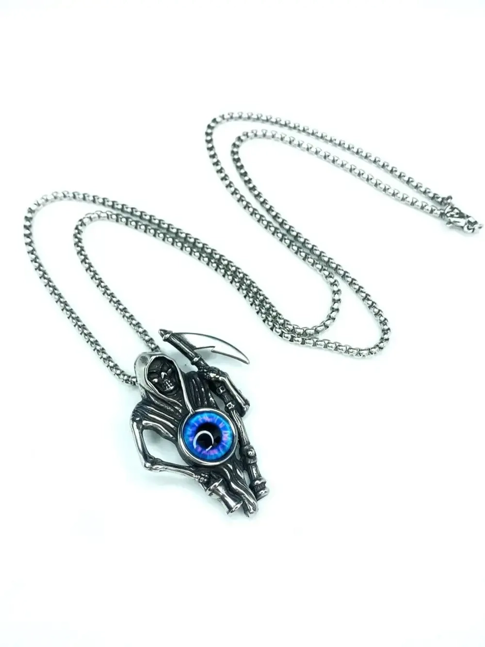 Подвеска Смерть с косой и Глазом на длинной цепочке Череп