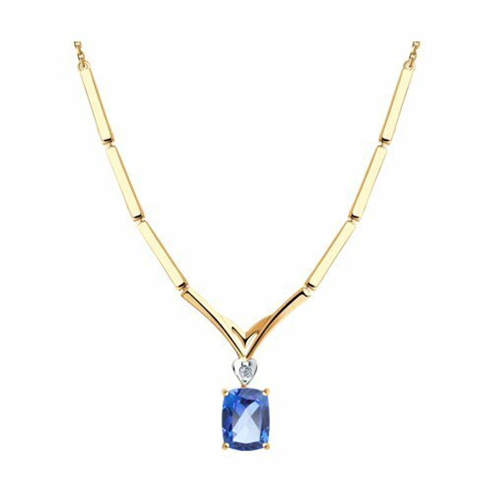 Колье из золота с топазом Swarovski и фианитом Swarovski