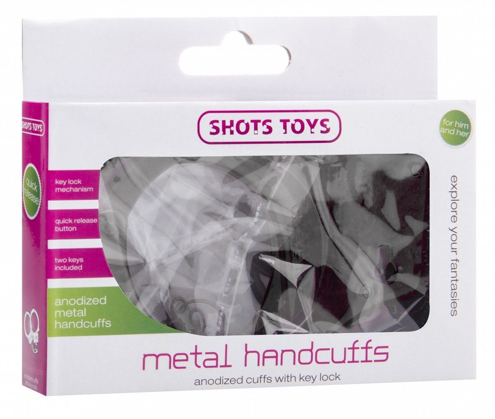 Чёрные металлические наручники SHOTS TOYS Black (Цвет: черный)