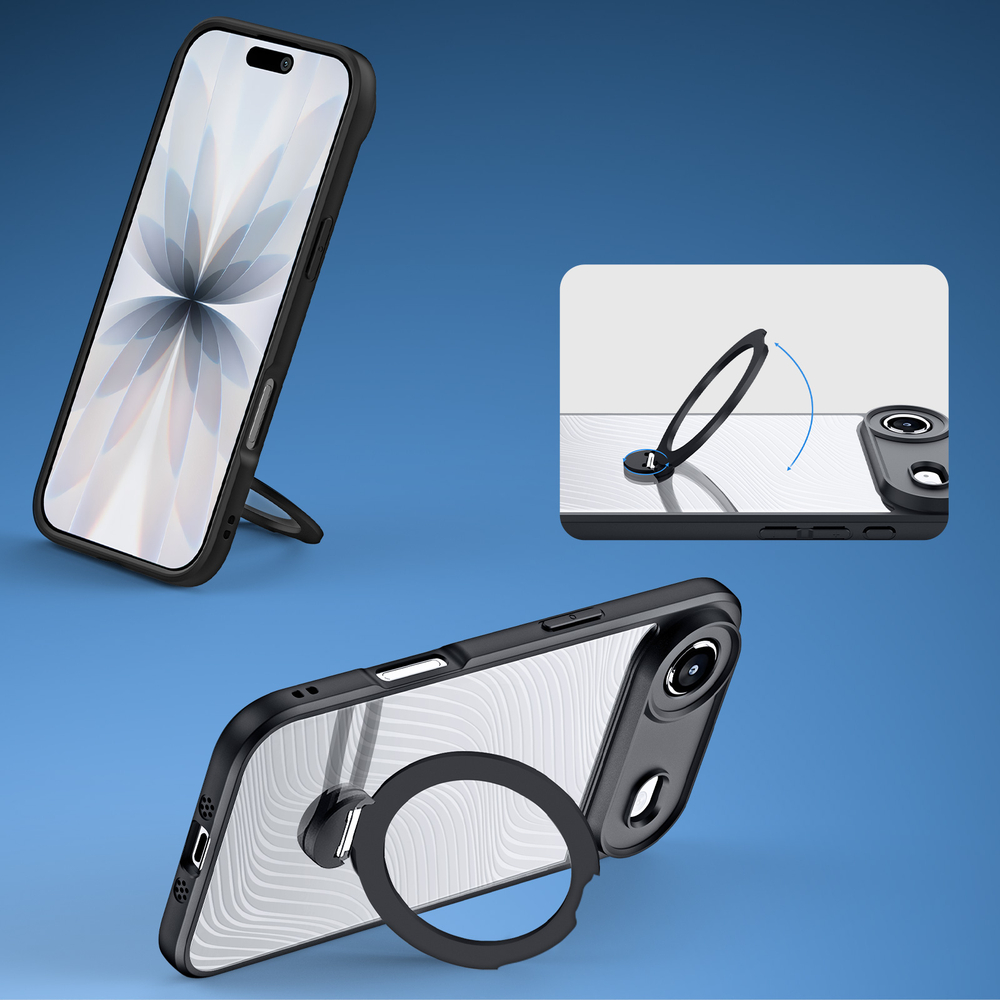 Чехол с MagSafe от Dux Ducis для iPhone Air, серия Aimo Mag Series (версия с магнитной откидной подставкой)