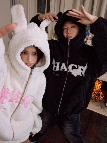 Шерповая куртка HARSHandCRUEL "Bunny Hood" Oversized Sherpa Jacket