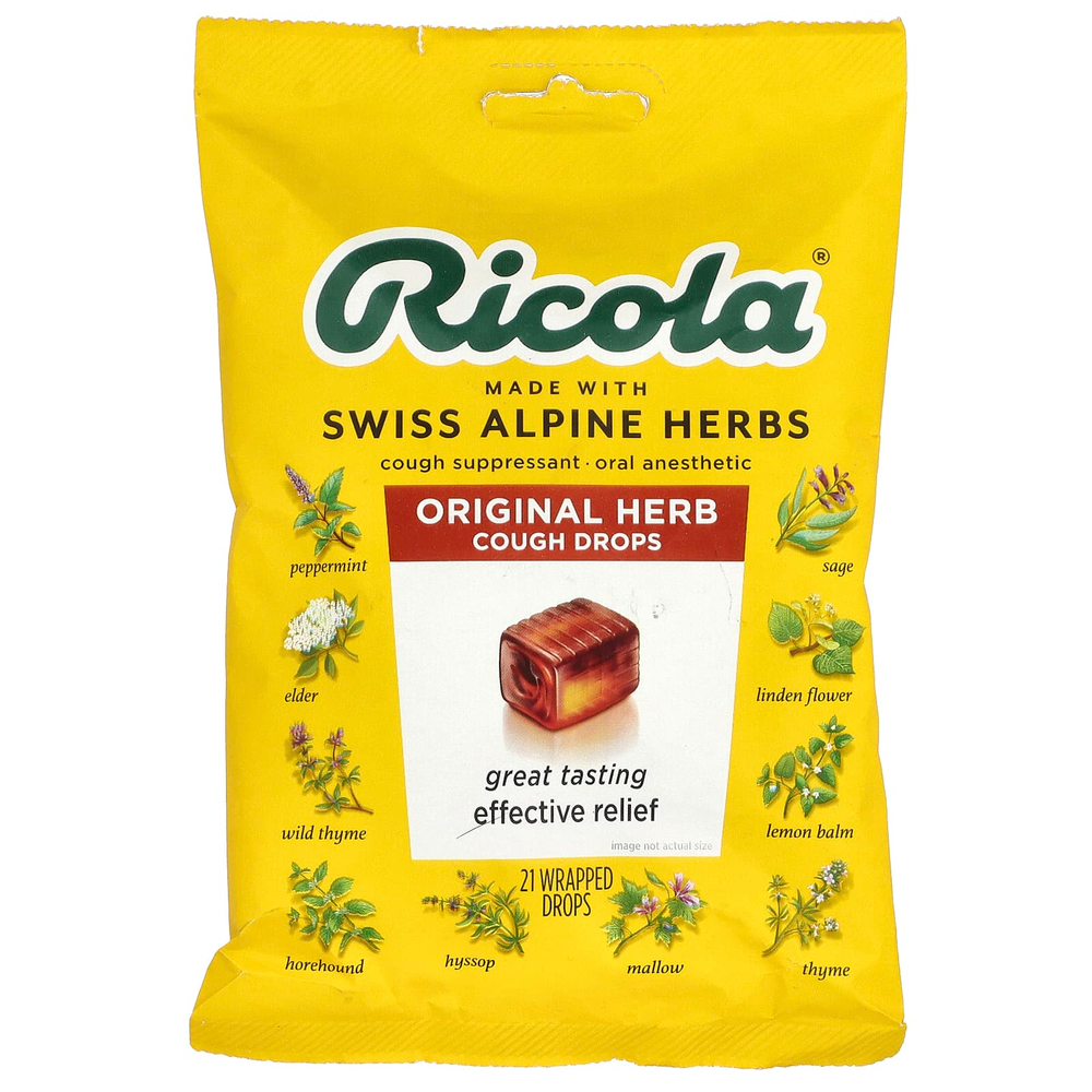 Ricola, натуральные леденцы от кашля с травами, 21 шт.
