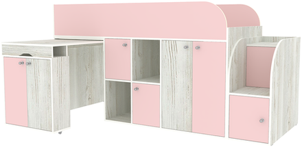 Кровать-чердак КарИВи Малыш 3 Винтерберг Розовый