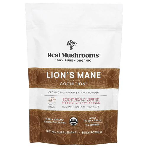 Real Mushrooms, Lion's Mane, органический экстракт грибов в порошке, 150 г (5,29 унции)