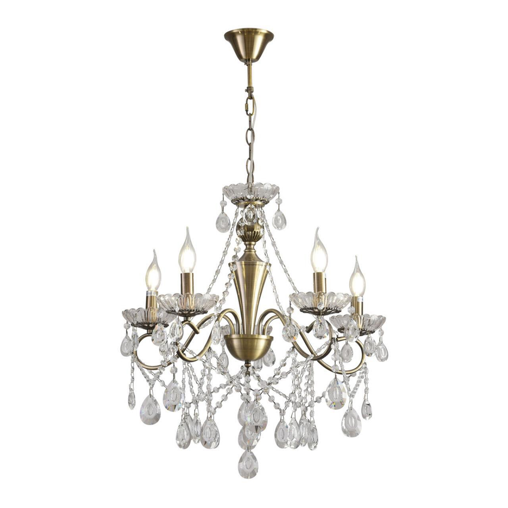 8346/5 CLASSI бронза/прозрачный, металл/хрусталь Люстра потолочная E14 5*40W 220V LUINA