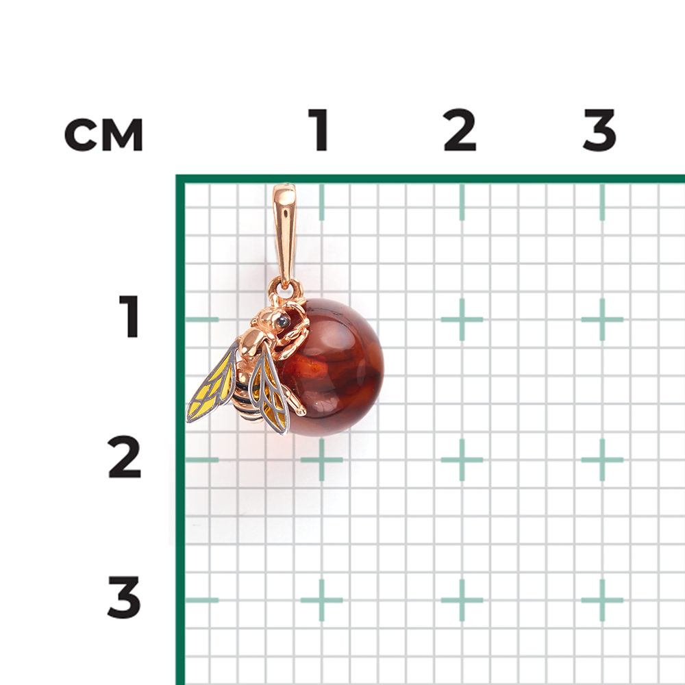Подвеска «Пчела» из красного золота c янтарём и эмалью Артикул: 03-2612-00-271-1110-46