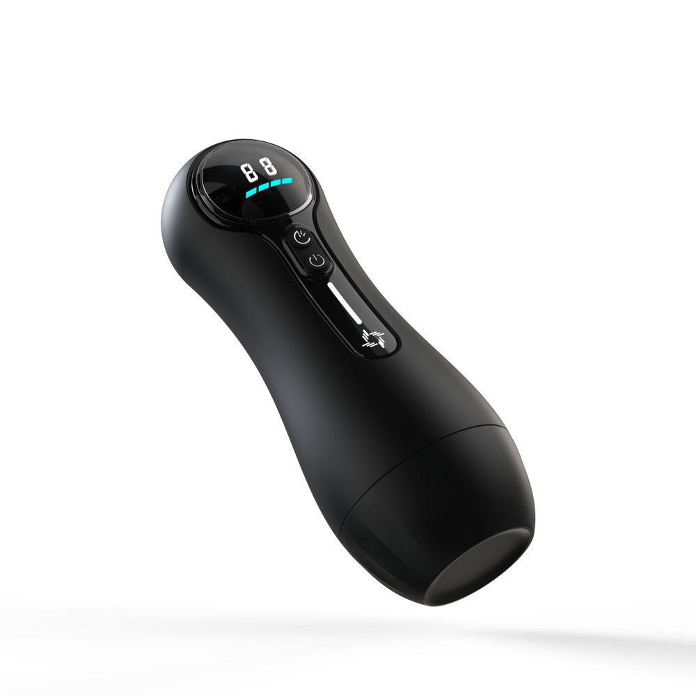 Мастурбатор в колбе с вибрацией и всасыванием (Цвет: черный с белым)