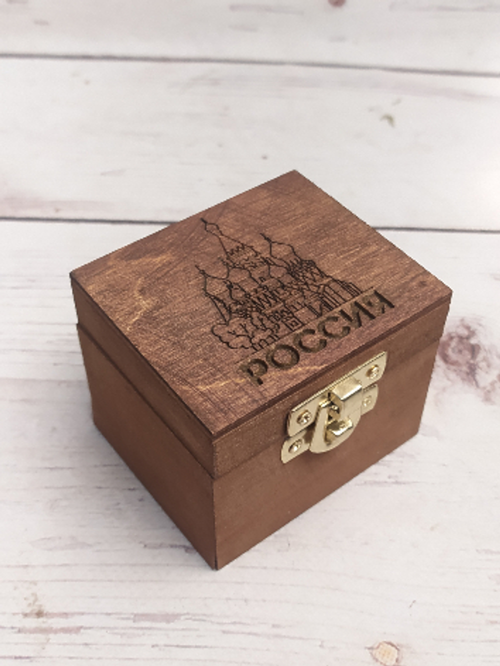 Музыкальная деревянная шкатулка-шарманка Россия с мелодией Калинка