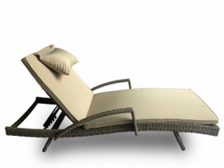 Шезлонг  из ротанга с подлокотниками и подушкой «MARA с подлокотниками» — Dark Brown