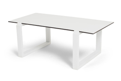 "Варадеро" журнальный стол из HPL 110х60 H43, каркас алюминий белый муар, цвет столешницы "молочный"