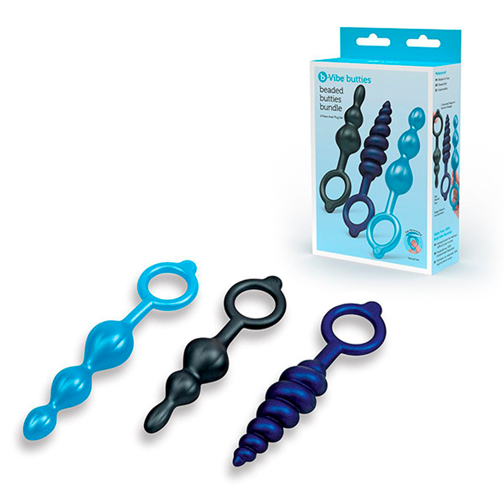 Набор из 3 силиконовых анальных стимуляторов b-Vibe Beaded Butties Bundle BV-079