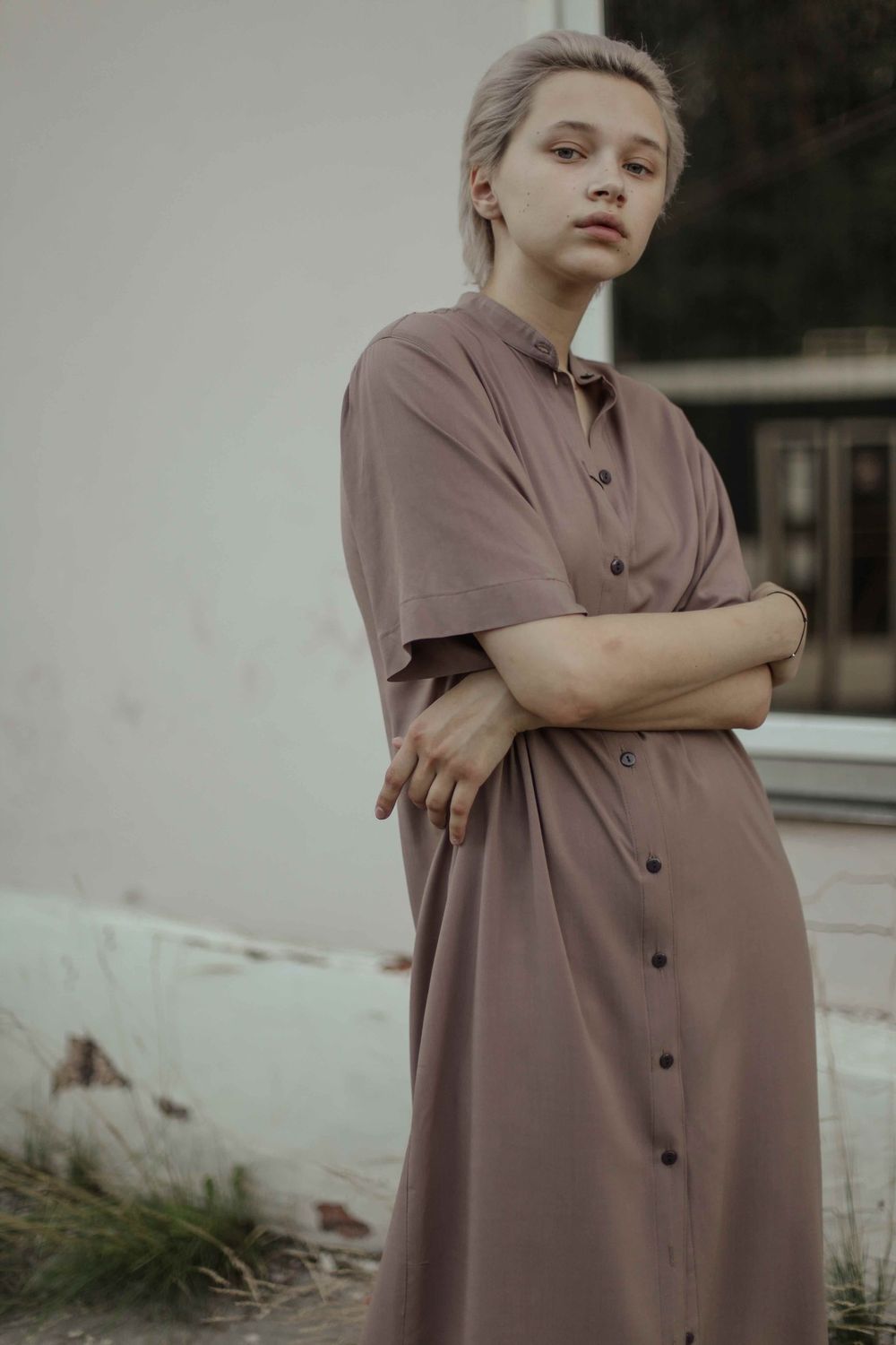 Платье-рубашка FOS Вискоза Кофейная