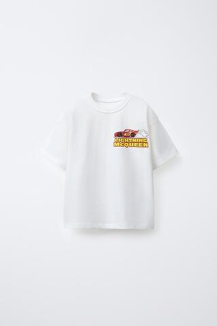 ZARA ФУТБОЛКА С ПРИНТОМ CARS LIGHTNING MCQUEEN © DISNEY, БЕЛЫЙ