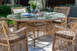 "Эспрессо" плетеный круглый стол, диаметр 150 см, цвет соломенный