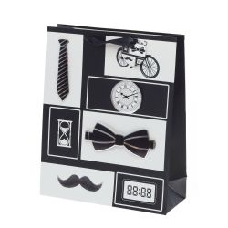 GAEM Пакет подарочный (бумага 210г/м2, блок микс12шт), L26 W10 H32 см, 4в.