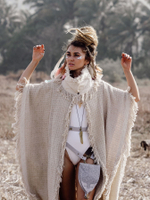 Burning Man пальто-пончо (серо-бежевое)