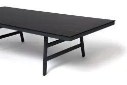 "Рио" стол из HPL 300х120см, цвет столешницы "черный мрамор", угол R3мм