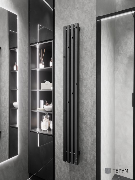 Полотенцесушитель электрический черный вертикальный Marco PRO 4 150 x 18