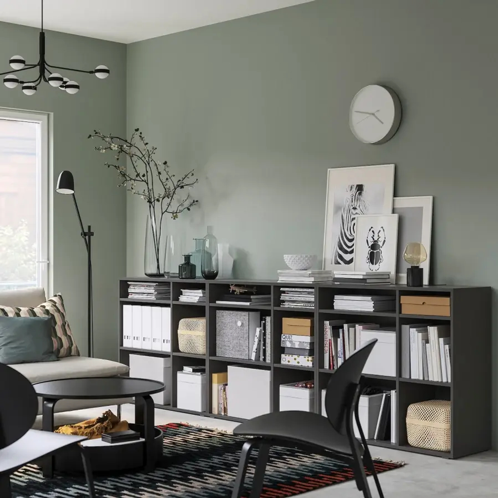 Комбинация для хранения - VIHALS  IKEA/ ВИХАЛС ИКЕА, 286х37х90 см, серый