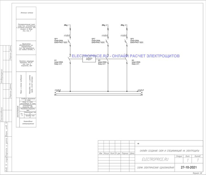 Щит АВР 250А 3 ввода IP54 без секционного автомата Schneider Electric