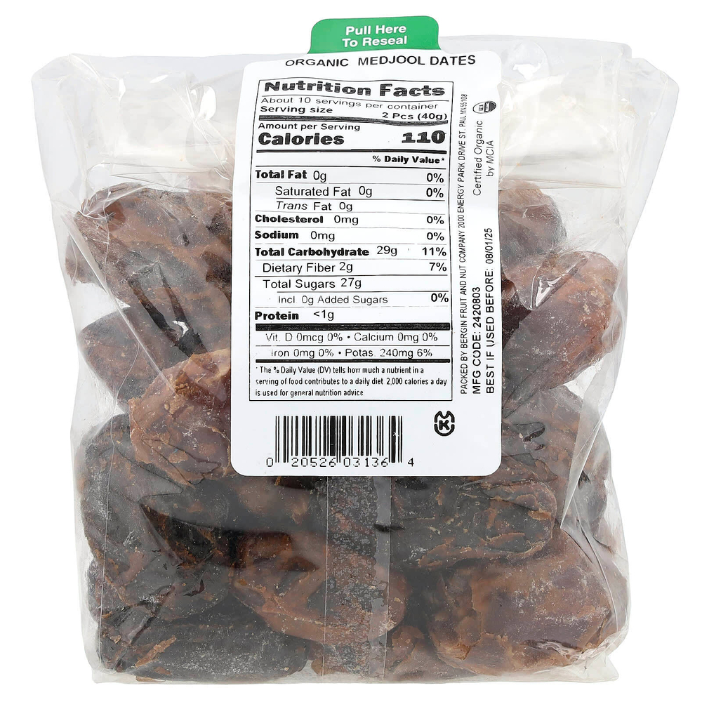 Bergin Fruit and Nut Company, Medjool, органические финики, 397 г (14 унций)