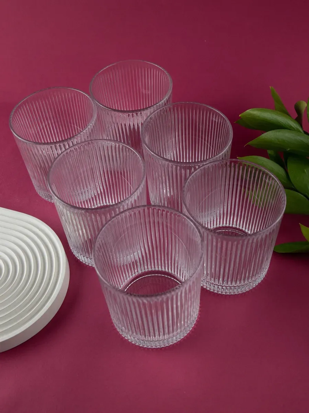 Набор ребристых бокалов для виски, 350 мл. 6 шт. Прозрачные