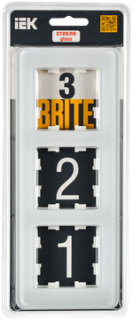 BRITE Рамка 3-местная РУ-3-2-Бр стекло белый RE IEK