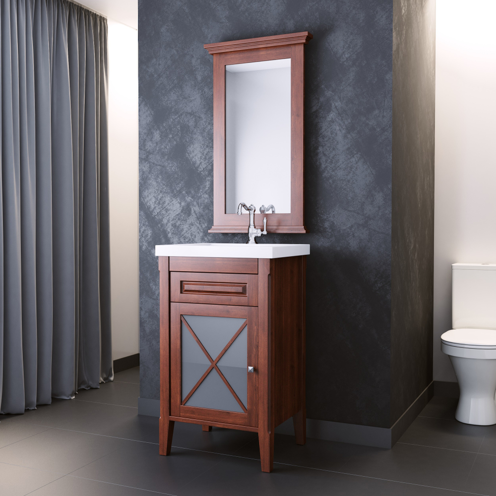 Тумба ПАЛЕРМО 50, светлый орех (лев/прав) с умывальником Анита